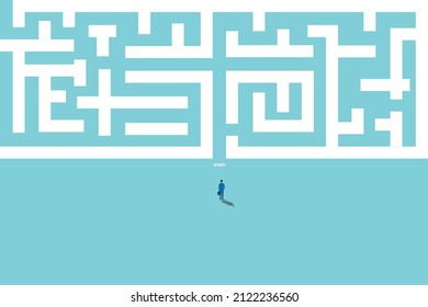 Business solution searching vector concept. Overcome difficult challenge, make decision and find success