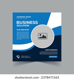 Business solution social media post, Editable marketing agency Corporate banner promotion template design