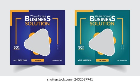 Business solution social media post template for digital marketing agency vector illustration design