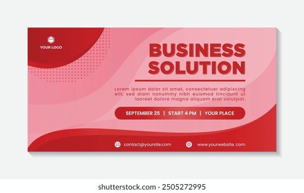 Business solution social media post template with elegant red background modern design, modern red white business card with creative design elements.