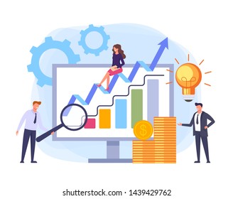 Business solution successful business teamwork concept. Vector flat cartoon design graphic illustration