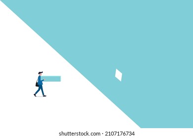 Business solution vector concept with businessman completing box. Symbol of success, creativity. Eps10 illustration.