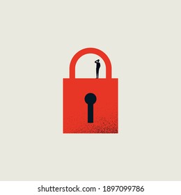 Business solution vector concept with lock. Symbol of gridlock, stop and security. Eps10 illustration.