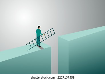Business solution vector concept with man completing the road. Symbol of new ideas, vector illustration.