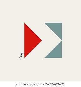 Conceito de vetor de solução de negócios. Símbolo de desafio, conclusão, inovação e realização. Ilustração de design mínimo eps10.