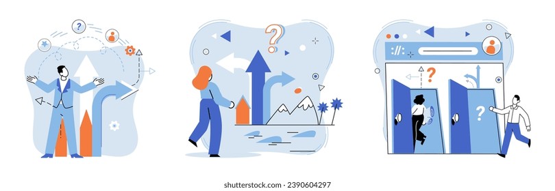 Business solution vector illustration. The business solution metaphor represents transformative power effective problem solving Occupations offer opportunities for growth, development, and Occupations