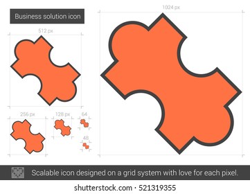 Icono de línea vectorial de solución comercial aislado en fondo blanco. Icono de línea de solución comercial para infografía, sitio web o aplicación. Icono escalable diseñado en un sistema de cuadrícula.