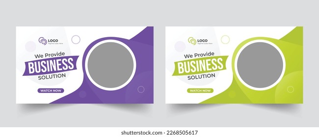 Business solution YouTube thumbnail and social media web banner template