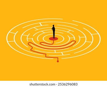Business solutions. Businessman or entrepreneur entering a maze vector