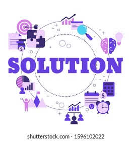 Business solutions concept with icons. Solution and success, strategy vector illustration