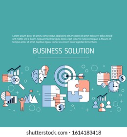 Business solutions concept with icons. Vector background.
