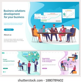 Business Solutions Entwicklung für Ihr Unternehmen, Grundlagen des Projektmanagements, Organisation des Arbeitsprozesses im Arbeitsbereich, Startseite der Website-Sammlung, Geschäftstreffen, Partner und Kollegen