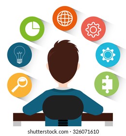 Business solutions and ideas graphic design, vector illustration