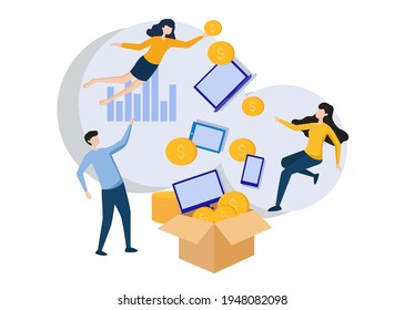 Business Solutions - Illustration. Editable Stroke. Vector Graphic