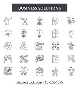 Business solutions line icons, signs set, vector. Business solutions outline concept, illustration: business,solution,idea,management,technology,success