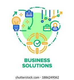 Business Solutions Strategy Vector Icon Concept. Business Idea And Realisation, Target, Strategy And Advice, Growth Profit And Financial Stability Vector Icon Concept. Color Illustration