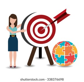 Business solutions and teamwork graphic design, vector illustration