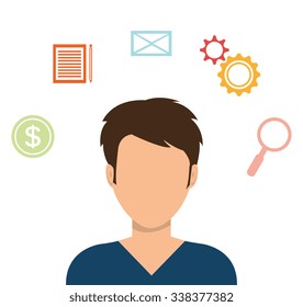 Business solutions and teamwork graphic design, vector illustration