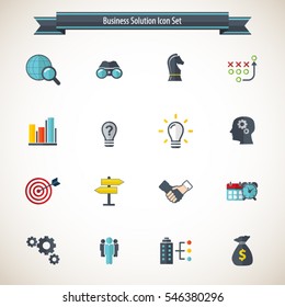 Business Solutions - vector icon set.