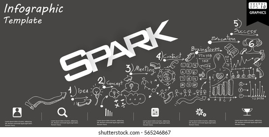 Business Spark text modern Idea and Concept Vector illustration Infographic template with  icon.