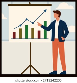 Geschäftsspezialist. Geschäftspräsentation mit Grafiken und Business-Spezialisten. EPS 10.