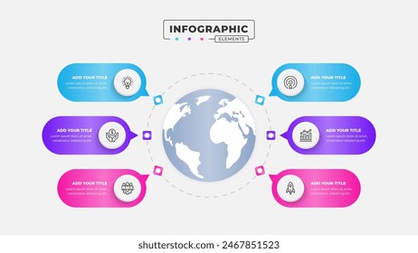 Business speech bubble circular infographic design template with 6 steps