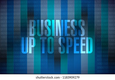 Business up to speed binary message concept isolated over a dark background
