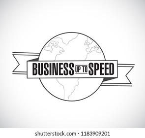 Business up to speed line globe ribbon message concept isolated over a white background