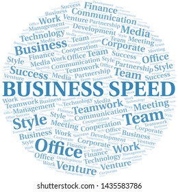 Business Speed word cloud. Collage made with text only.
