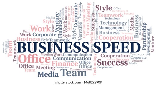 Business Speed word cloud. Collage made with text only.