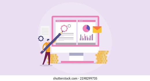 Business Spending Money On Marketing Campaign, Marketing Budget For Business Promotion - Flat Design Vector Illustration With Icon