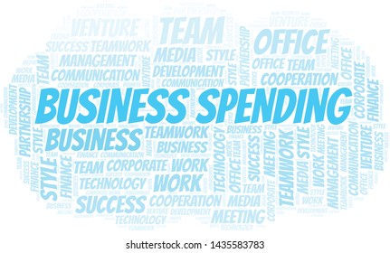Business Spending word cloud. Collage made with text only.