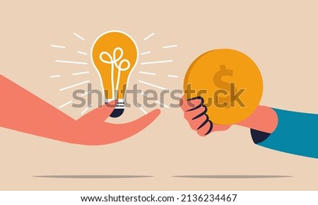 Business sponsor and monetize venture strategy. Donation for crowdfunding and earning money vector illustration concept. Idea investment and support contribute grow. Investor entrepreneurship deal