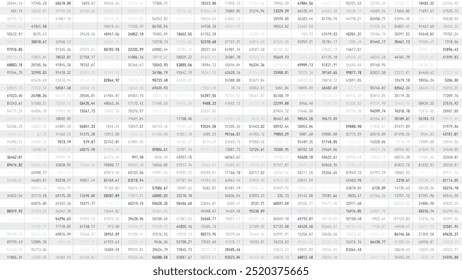 Tabela de Planilha de Negócios com o Conceito de Números de Criptomoedas do Mercado de Ações para Contabilidade, Orçamento, Lucro, Imposto e Revisão Financeira. Ilustração de vetor.