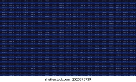 Tabela de Planilha de Negócios com o Conceito de Números de Criptomoedas do Mercado de Ações para Contabilidade, Orçamento, Lucro, Imposto e Revisão Financeira. Ilustração de vetor.