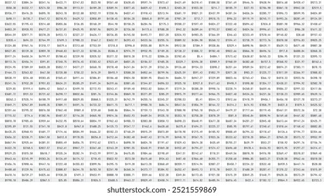 Tabela de Planilha de Negócios com o Conceito de Números de Criptomoedas do Mercado de Ações para Contabilidade, Orçamento, Lucro, Imposto e Revisão Financeira. Ilustração de vetor.