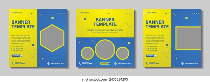 plantilla de banner de business square para anuncios en internet y diseño de publicaciones en redes sociales. Diseño cuadrado editable de publicaciones en redes sociales para diseño de plantillas de banner cuadrado de anuncios.