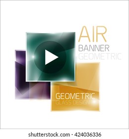 Business square geometric diagram. Glass effect with shiny elements
