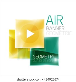 Business square geometric diagram. Glass effect with shiny elements