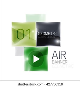 Business square geometric diagram. Glass effect with shiny elements