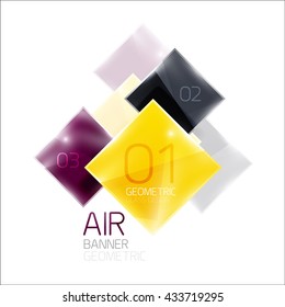 Business square geometric diagram. Glass effect with shiny elements