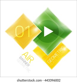 Business square geometric diagram. Glass effect with shiny elements