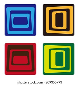 Business square logo, design icon template. Windows and doors are composed of different perspectives.