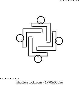 business square logo, partnership vector icon in outline