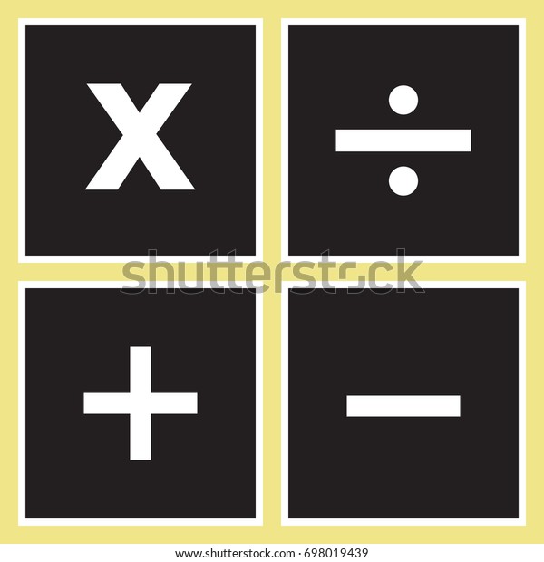 Business Square math calculator app icon\
with plus, minus, times and equal signs. multiplication symbolsà¸¡\
Vector illustration.