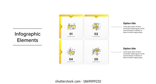 Business Square Matrix Chart Infographics With 4 Step Rectangles. Corporate Grid Diagram Graphic Elements. Company Presentation Table. Slide Template. Vector Info Graphic Design.