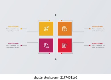 Business Square Matrix Chart Infographics With 4 Step Rectangles. Corporate Grid Diagram