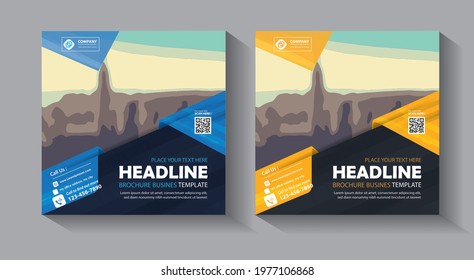 Business Squares Background Flyer Template. New set of editable minimal banner templates. Suitable for social media posts and web or internet ads. Vector illustration with photo college