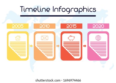 business squares time line infographics vector illustration design