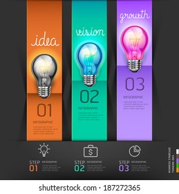 Business stair steps thinking solution Idea, lightbulb conceptual. Vector illustration. can be used for workflow layout, banner, diagram, number options, nfographics, web design. 